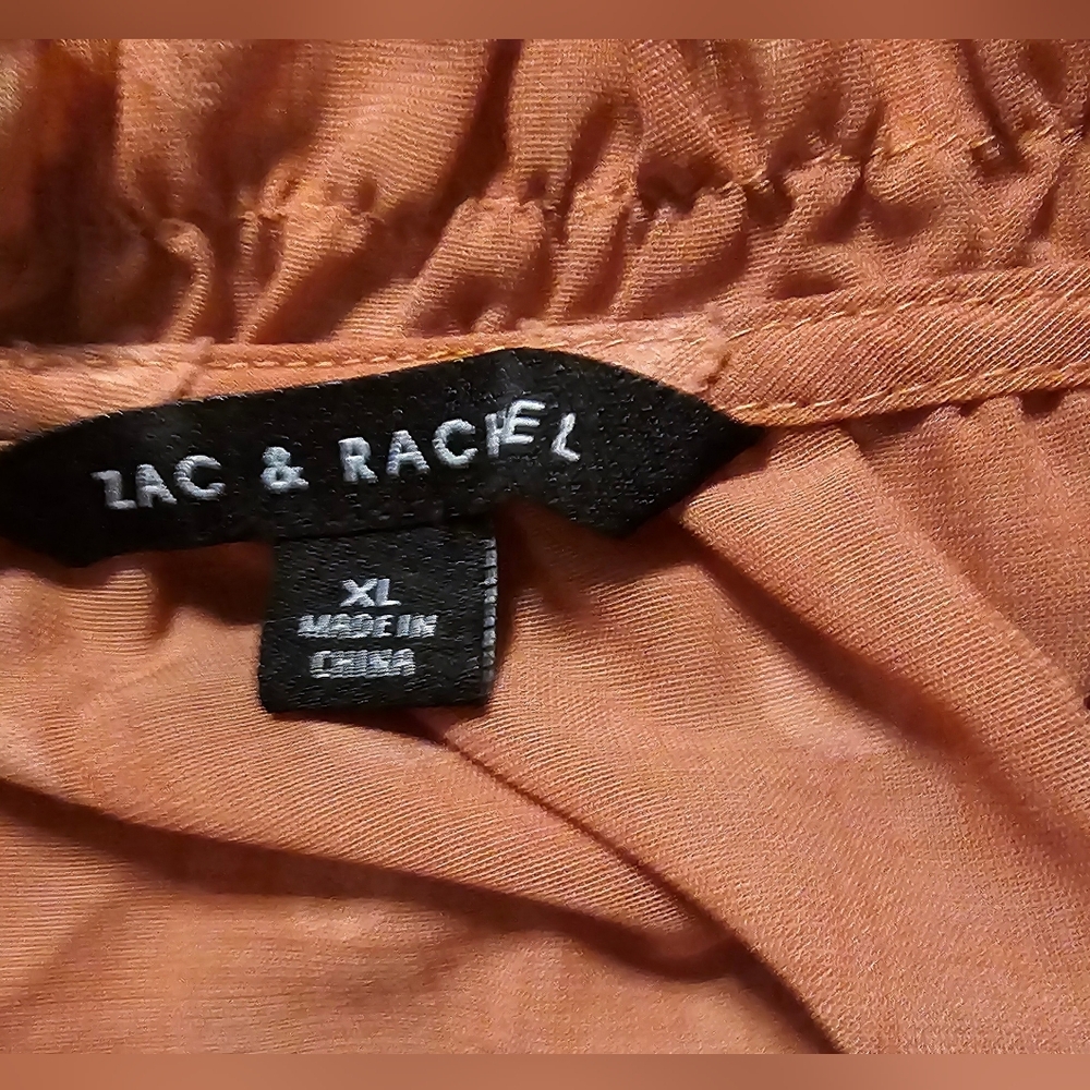 Rachel & Zoe XL Smocked Peplum Ruffled Swiss Dot Blouse Mandarin Collar NWOT - Picture 8 of 13